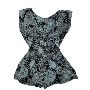 SECRET BEACH *NEW* Black & Blue Swirl Beachy Romper One Size Women Rayon Cutout